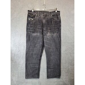 Evolution In Design Jeans Men Size 38x32 (Fits 38x31) Black Gray Studded Pockets